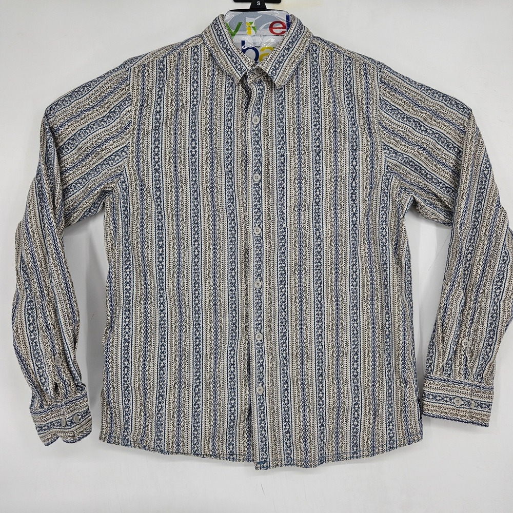 Prana Shirt Mens Small Button Up Casual Long Sleeve Outdoors Geometric‎